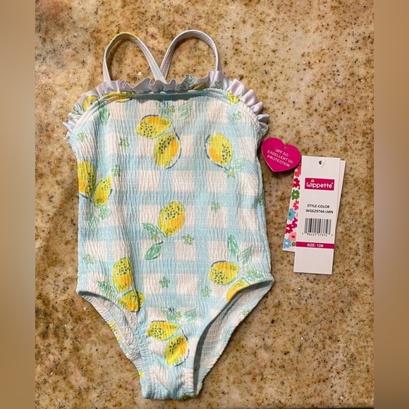 Wippette Other - NWT Wippette Lemon Ruffle One Piece Swimsuit with Cross Back UPF 12 months